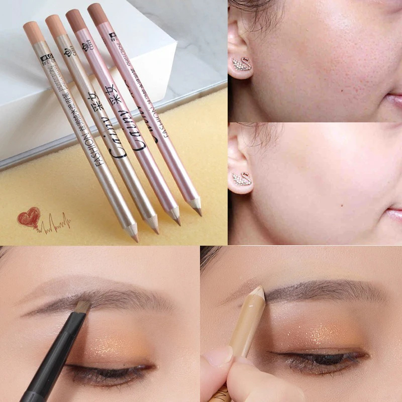 Concealer Pencil Covers Eyebrows Dark Circles Spots Natural Contour Ivory Beige Concealer Face Concealer Cream Stick Makeup Tool - Image 3