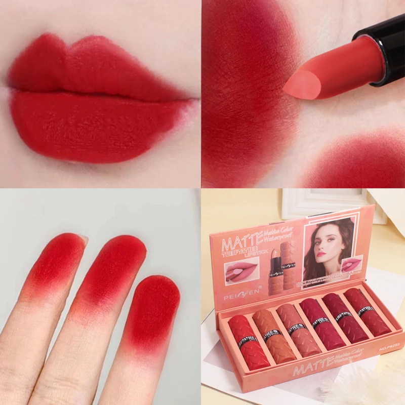 Matte Lipstick Set 6 Colors Velvet Smooth Nude Lip Stick, Long Lasting Moisturizing and Waterproof Non-Stick Cosmetic Gifts - Image 5