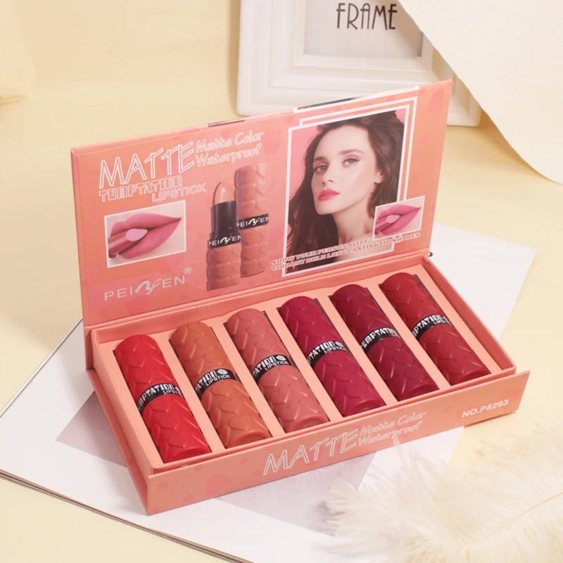 Matte Lipstick Set 6 Colors Velvet Smooth Nude Lip Stick, Long Lasting Moisturizing and Waterproof Non-Stick Cosmetic Gifts - Image 3