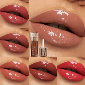 Shiny Berry Lip Gloss, Long Wear Waterproof Liquid Lipstick, Moisturizing Non-Stick Cup Plumping Lip Makeup