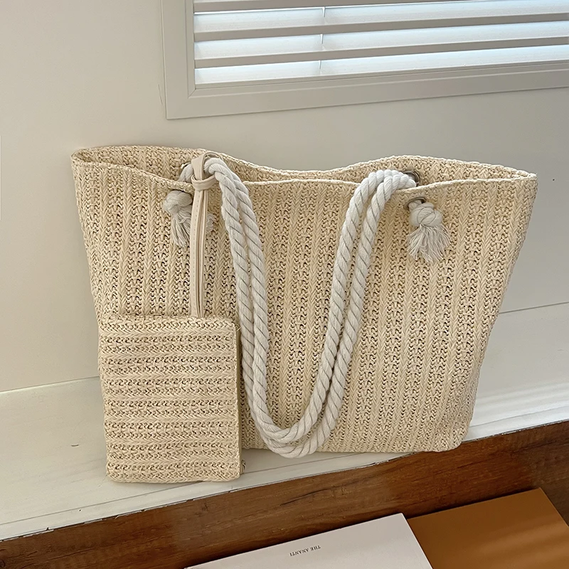 Designer Women Handbags Fashion Large Capacity Straw Tote Bag Summer Beach Bag Casual Bali Big Purse - Image 2
